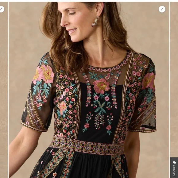 Sundance Black Floral Embroidered Midi Dress - Picture 7 of 9